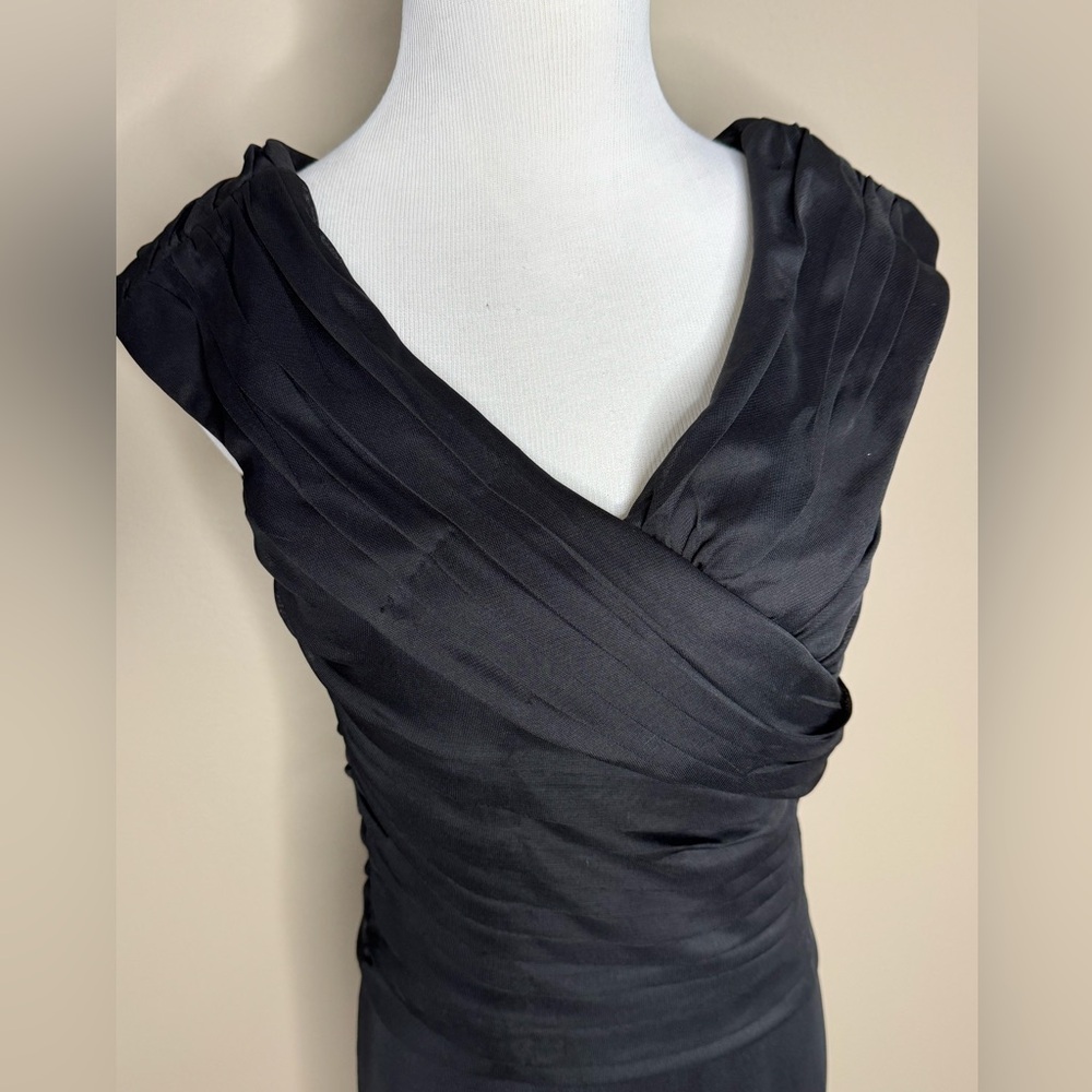Scarlett Nite womens sleeveless black maxi dress size 6 ruched top.